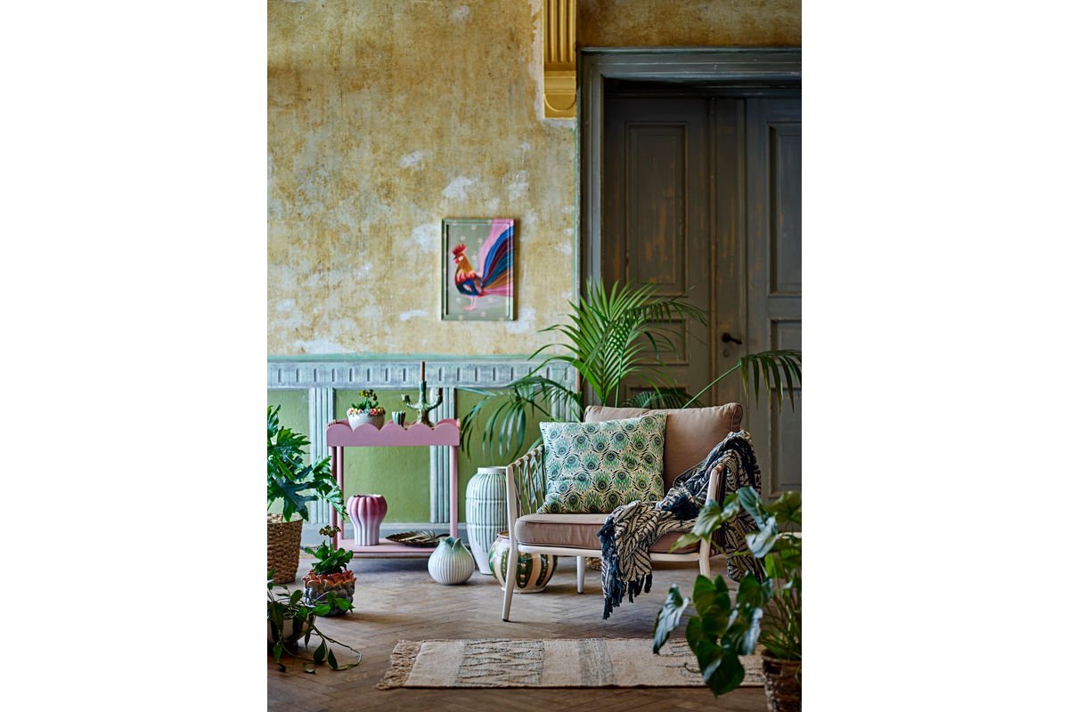 Tagesdecke Verdea – recycelte Baumwolle mit Blattmuster