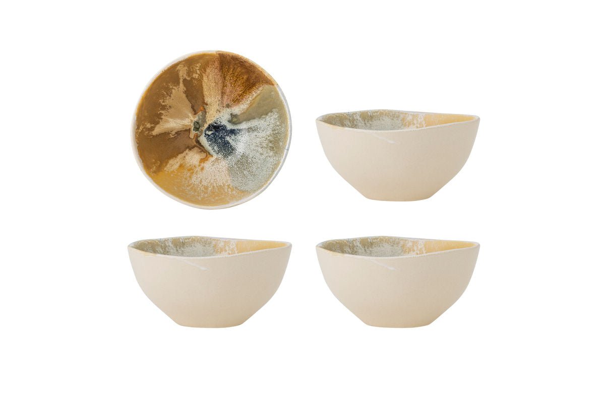 Schalen-Set „Solari“ – Gelbes Steingut (4-teilig)