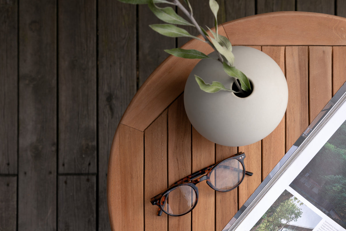 Kaffeetisch Hans - Ø50 mit Teakholz in Natur-Optik