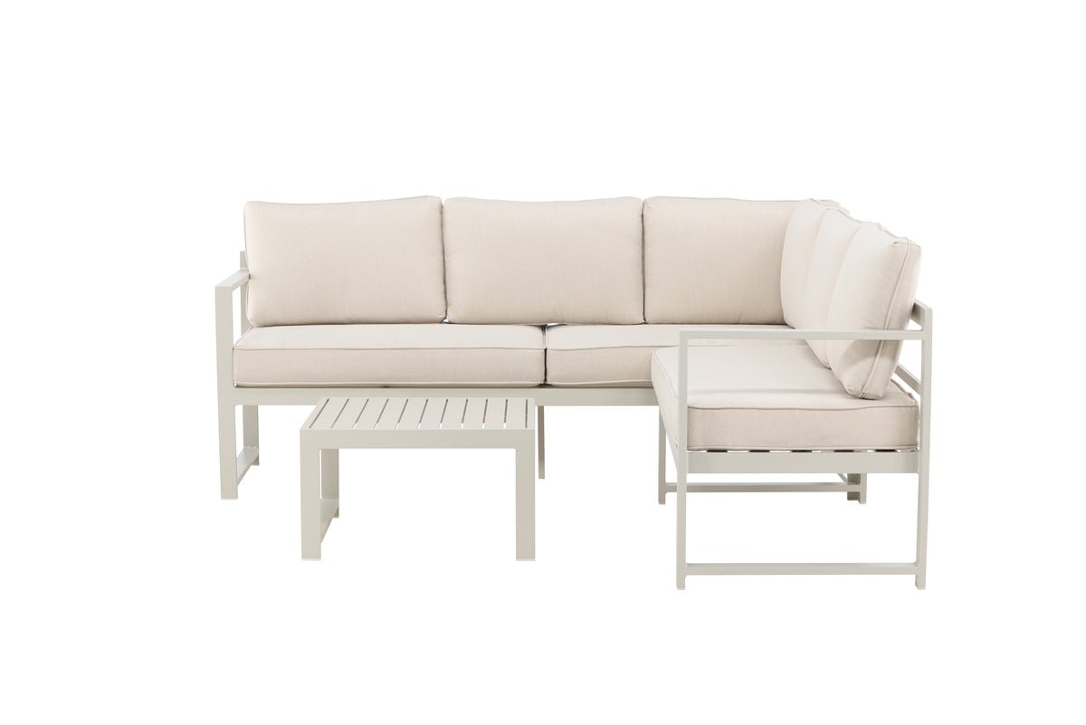 Garten Loungeset Nadi – 3-teilig mit Tisch in Beige aus Aluminium & Polyester