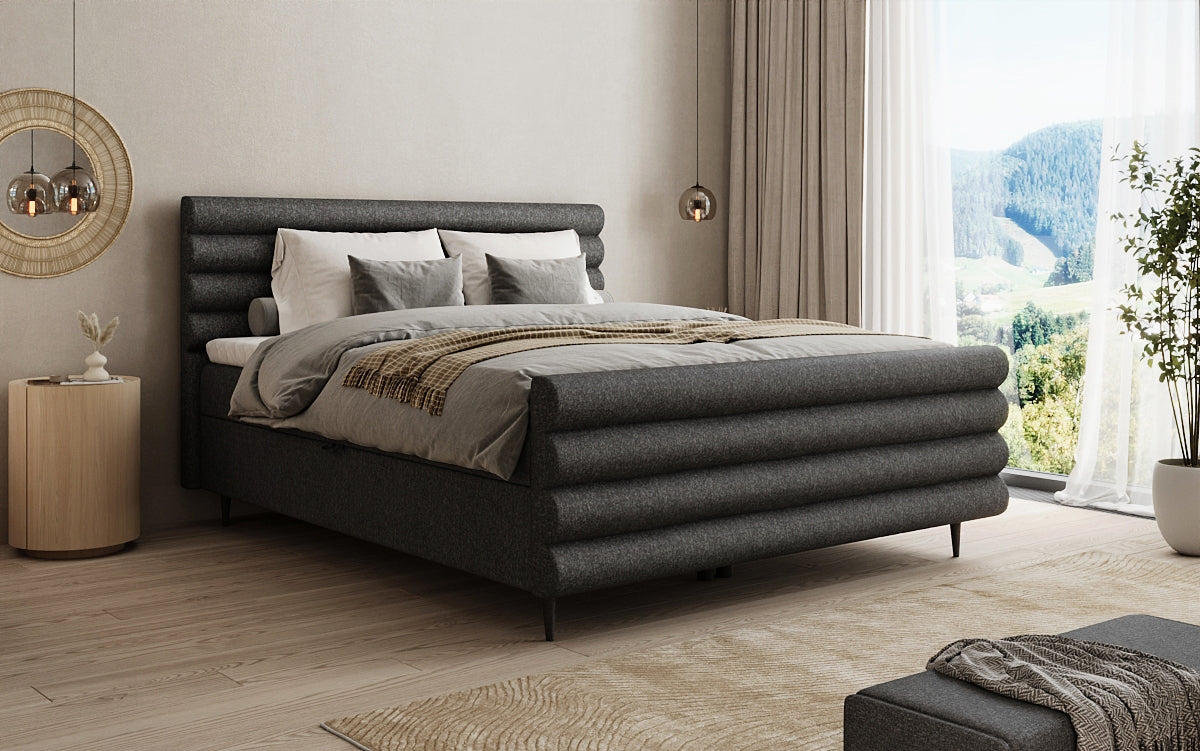 Boxspringbett Tubo in Strukturstoff mit Stauraum