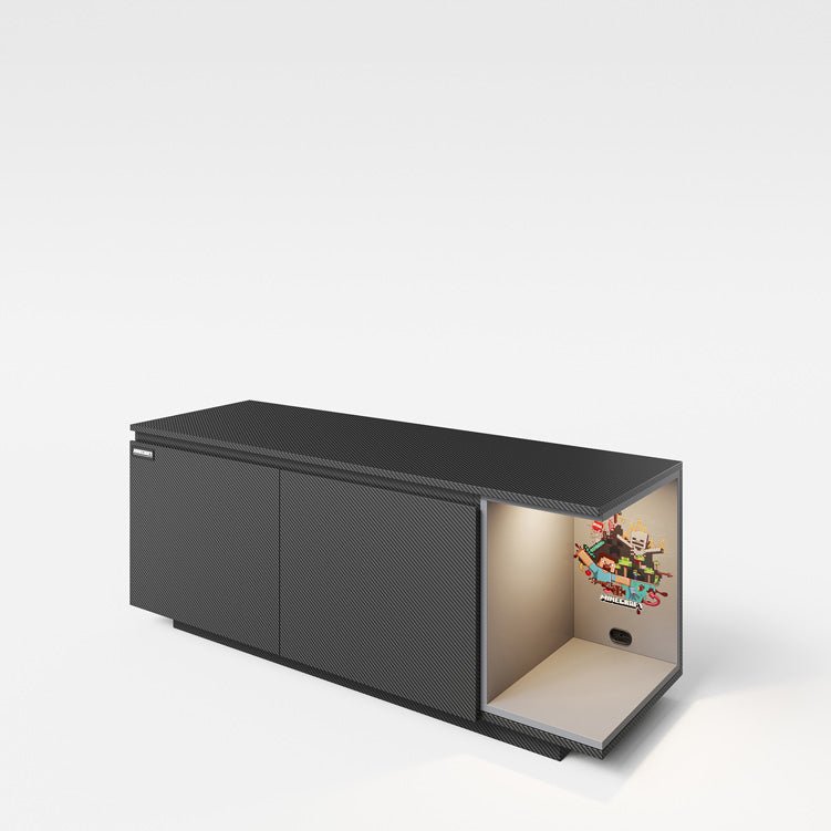 Minecraft Lowboard „BlockBase“ – mit Türen, Konsole-Fach & LED-Element