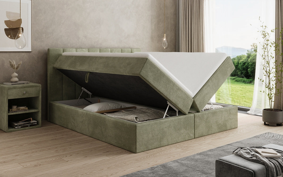 Boxspringbett Sofia in Cord mit Stauraum