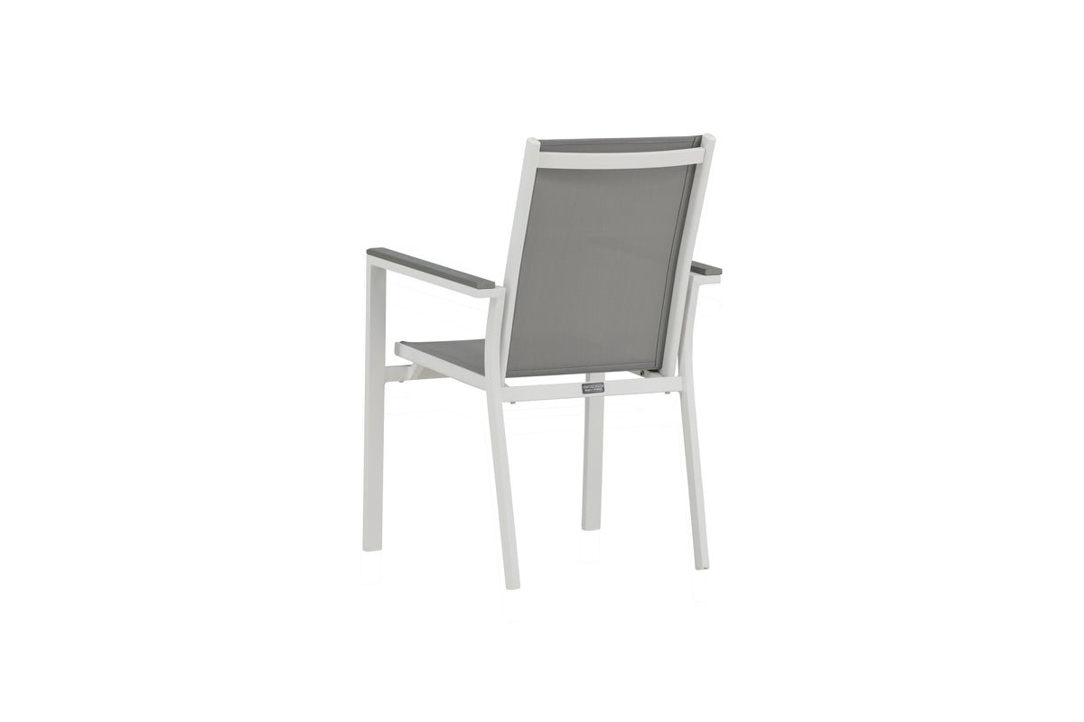 2er Set Gartenstuhl Ina - ein weiß-grauer Stuhl aus Aluminium und Textilene