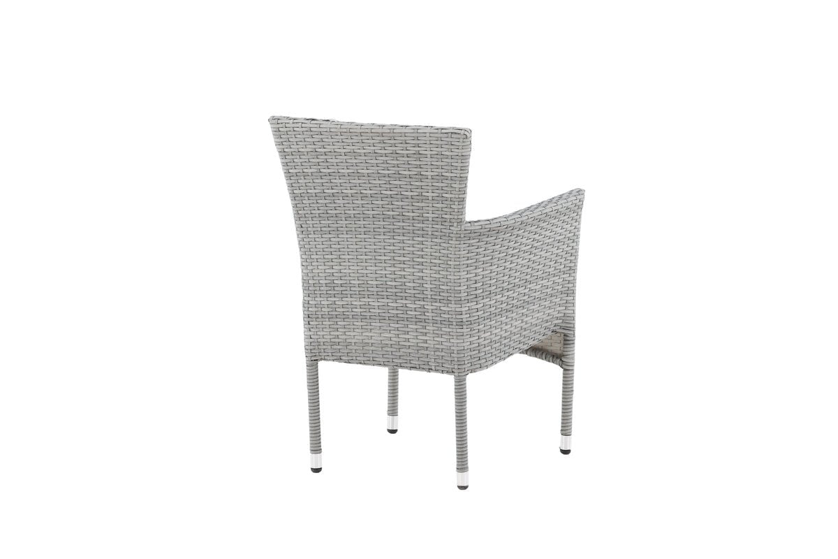 2er Set Gartenstuhl Isla - grauer Stuhl aus Aluminium und Rattan inklusive Sitzkissen