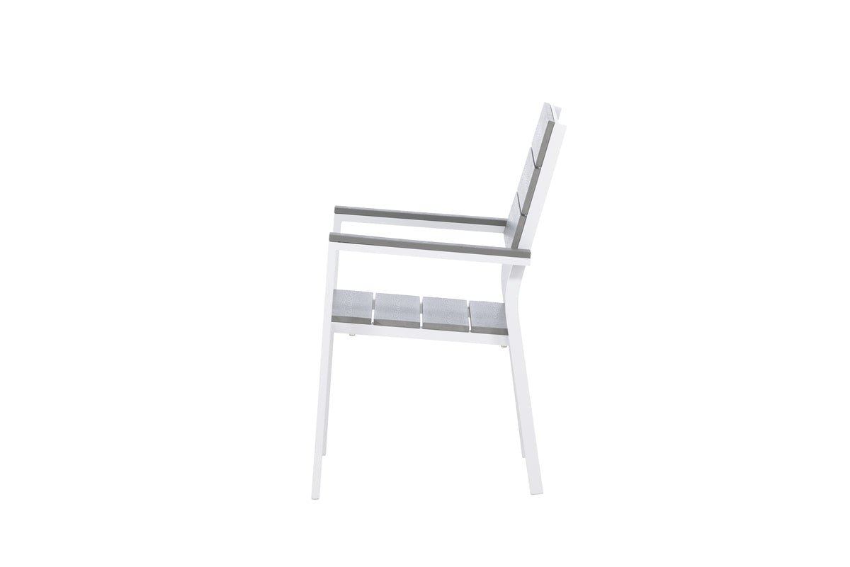 2er Set - Gartenstuhl Vita in Weiß/Grau aus Aluminium und Aintwood-Sitzfläche