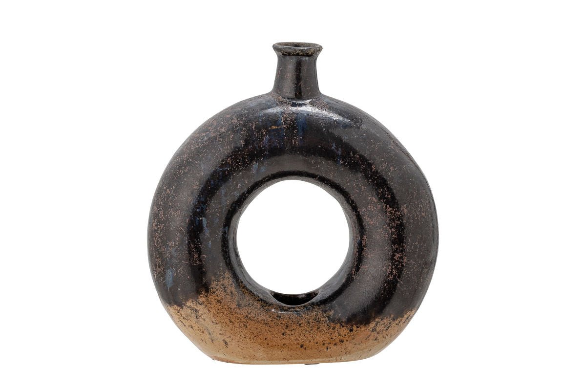 Vase "Brown Circle" - braune Keramikvase