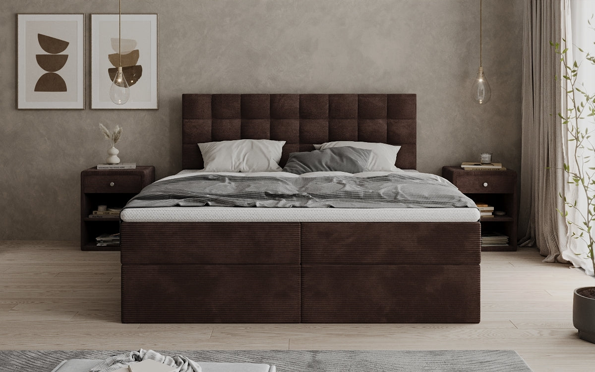 Boxspringbett Como in Cord mit Stauraum