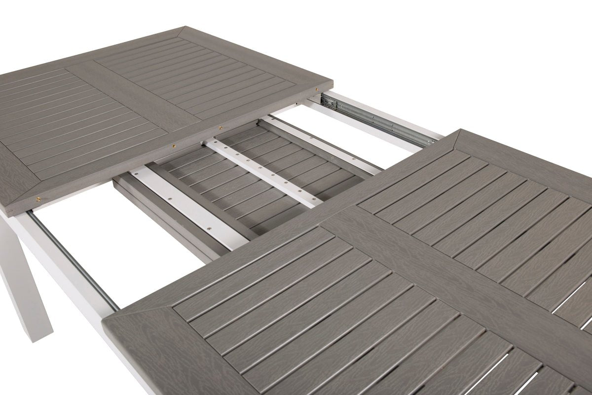 Garten Esstisch Ravello - Ausziehbar von 152 auf 210 cm mit weißem Aluminiumgestell