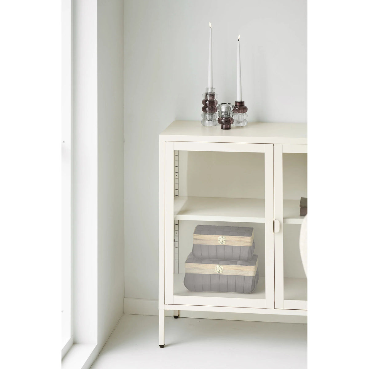 3er Set Kerzenhalter Glossy - in 3 Farben aus Glas