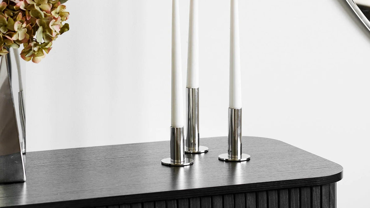 3er Set Kerzenhalter Steel - in aus silbernen Stahl