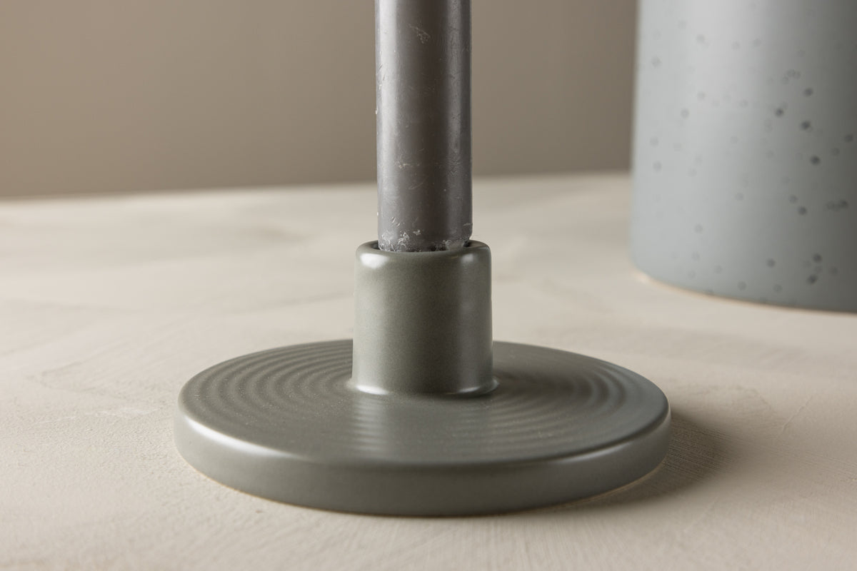 Kerzenhalter Bloom - Ø12 cm aus Steinzeug in Grau