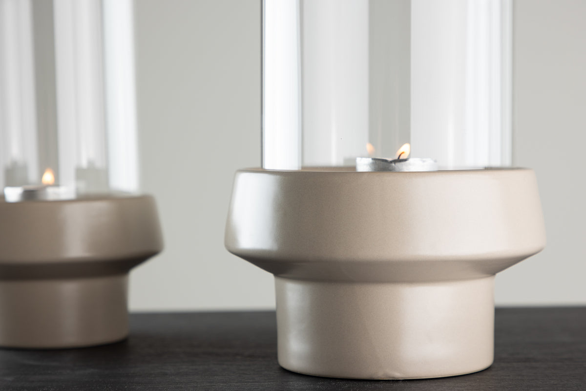 Laterne Flame - Laterne aus Glas und Steinzeug in verschiedenen Farben