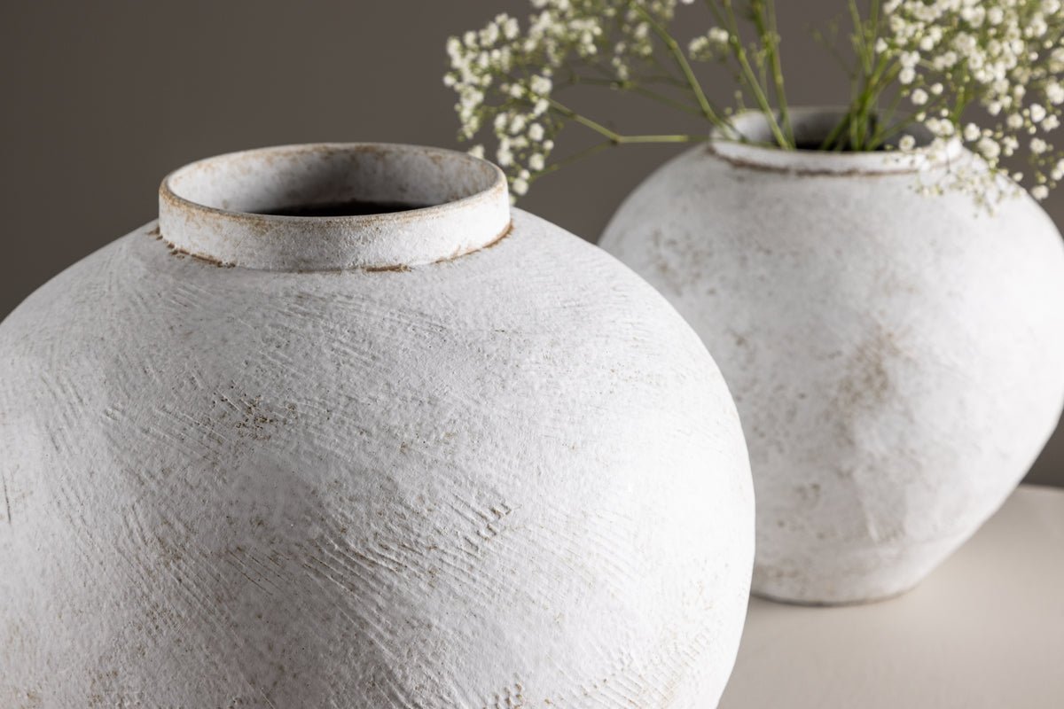 Vase „Sferra“ Ø 28 cm – Beige mit Struktur