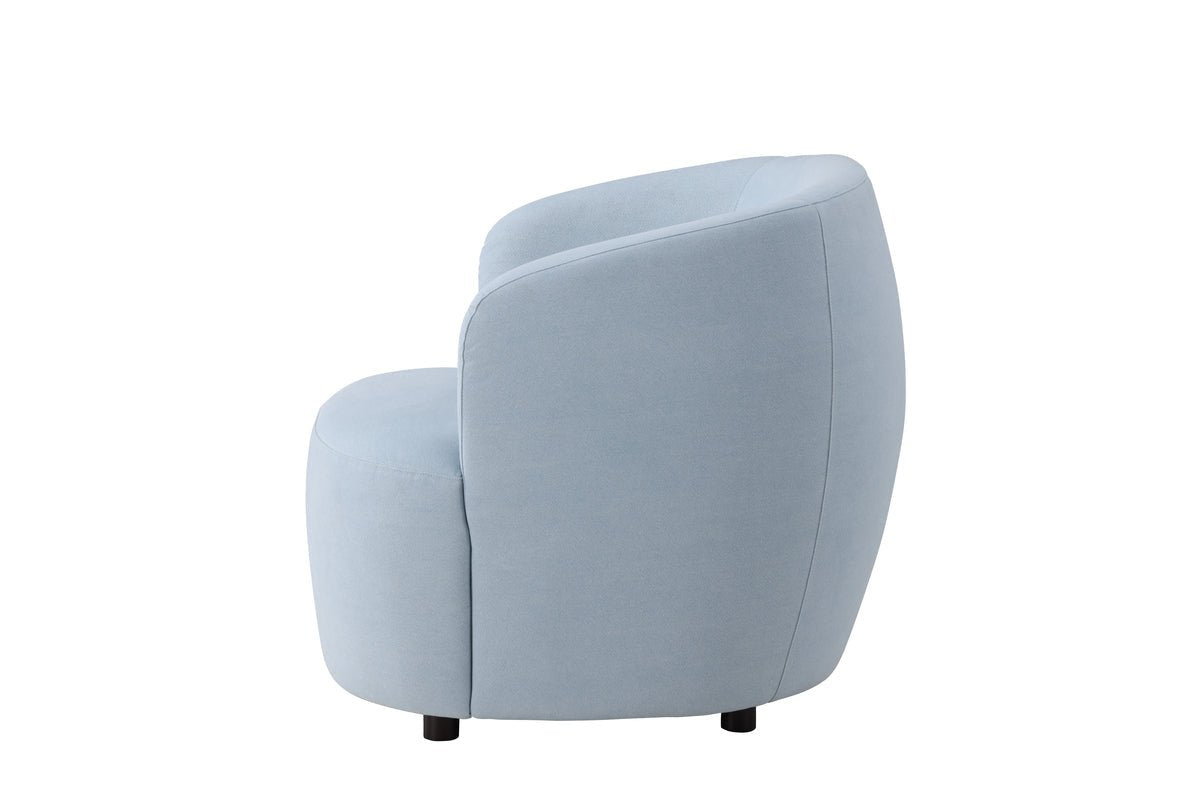 Sessel Bobby - Hellblauer Einzelsitzer in Birke