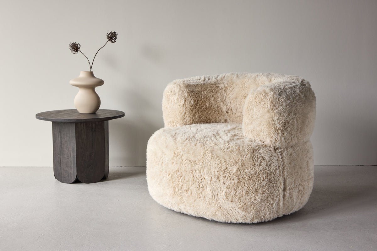 Sessel Fiby - Mit Polyesterbezug in Cremeweiß