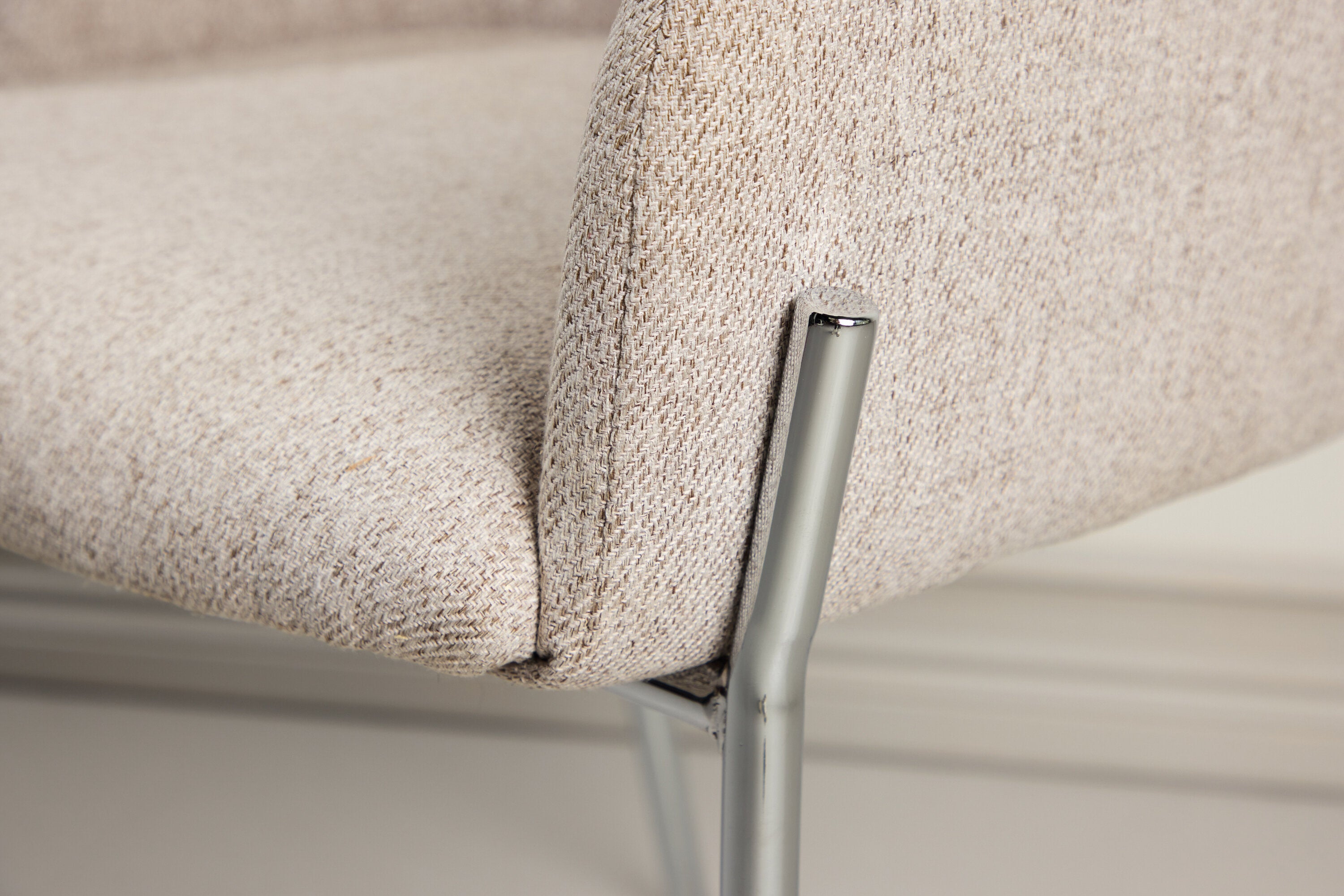 Stuhl Helora in Beige aus Polyester-Leinen