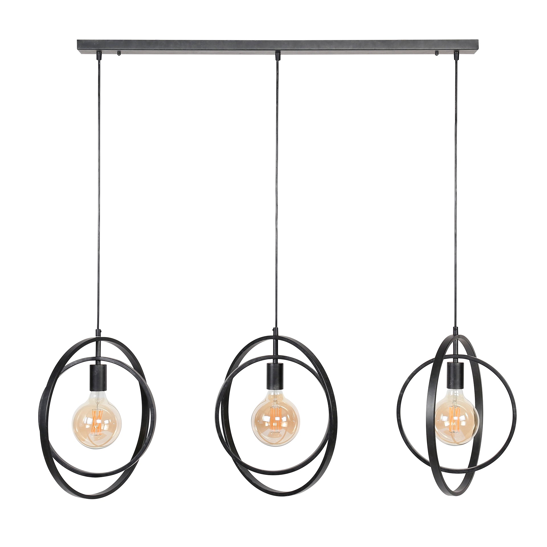 Pendelleuchte Rotaro Line – Lineares Ringdesign in Anthrazit oder Beige (3-flammig)
