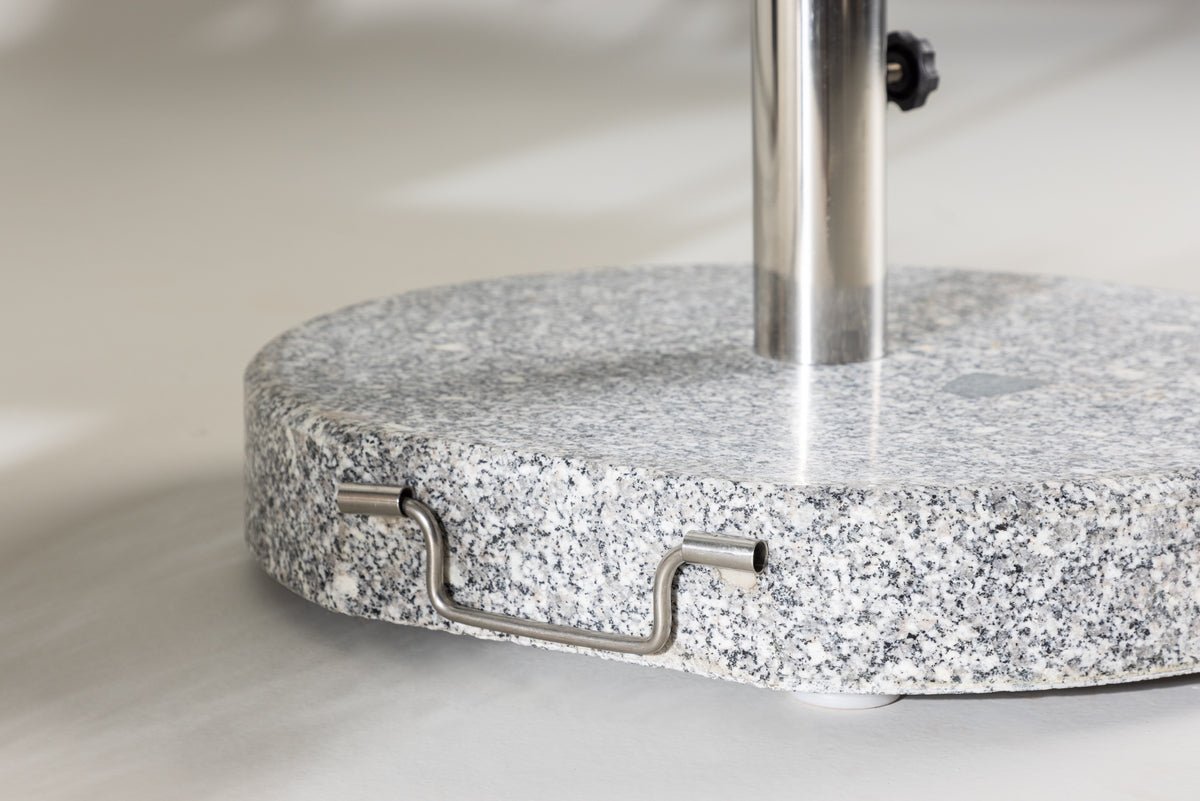 Sonnenschirmständer Dom - 40 kg Granit Schirmständer mit Rollen in Grau