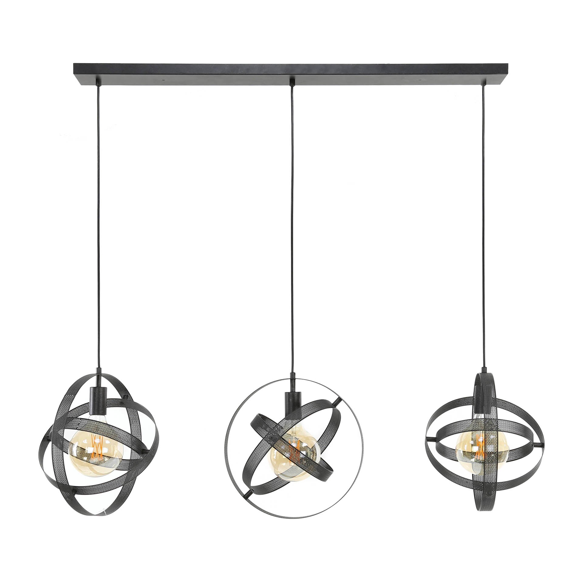 Pendelleuchte Astryx – Drehbares Ringdesign in Schwarz (3-flammig)