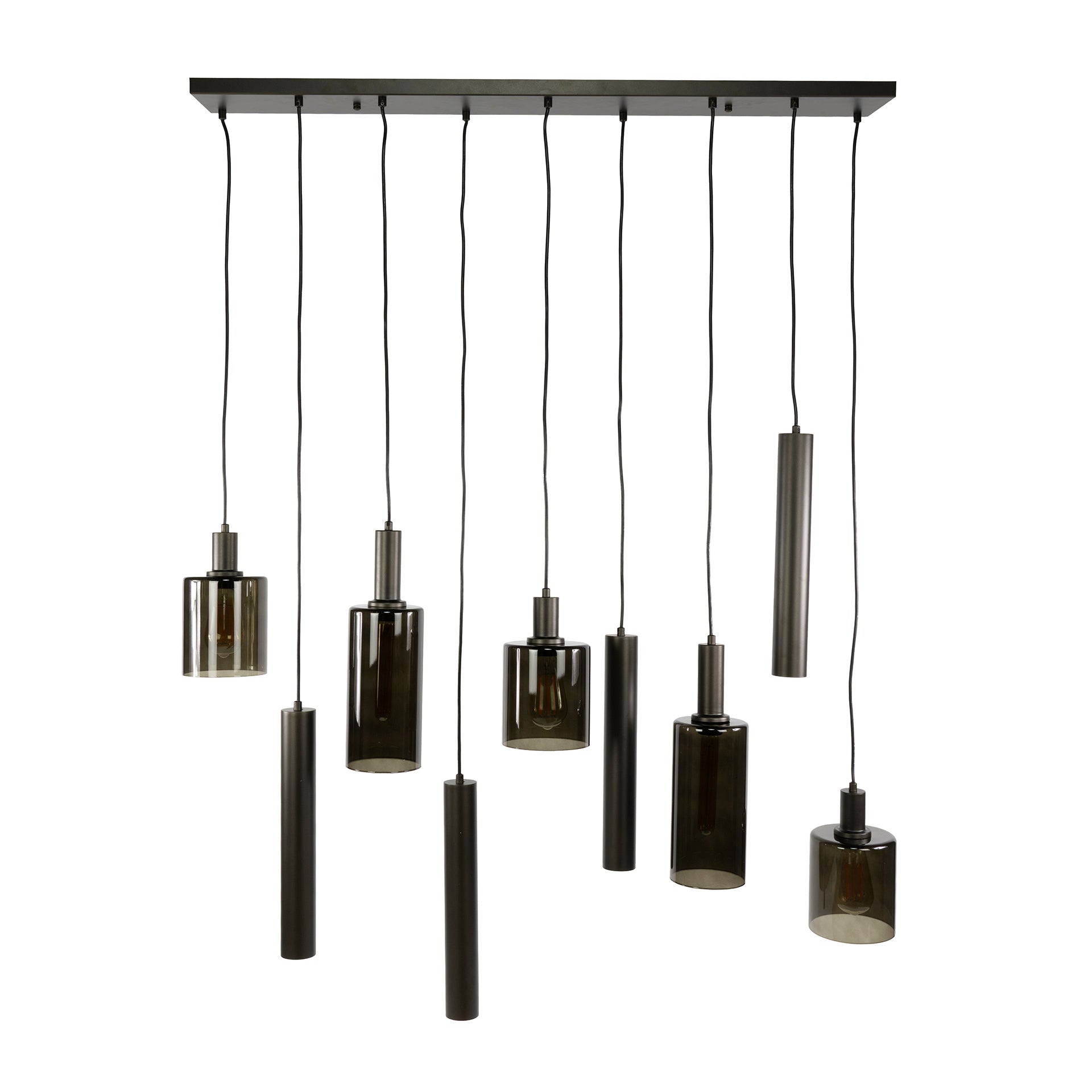 Pendelleuchte Ayu – Cluster-Design in Braun (9-flammig)