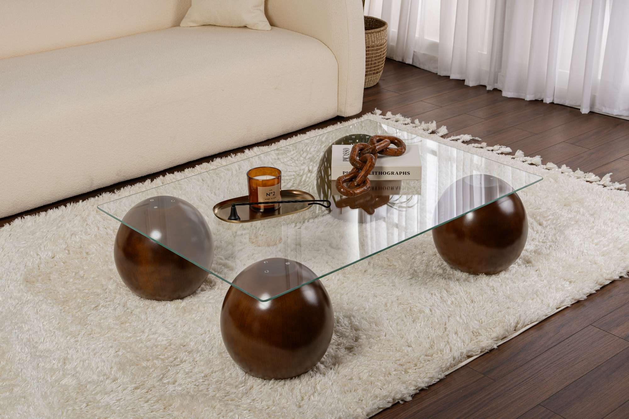 Couchtisch Pavello - mit rechteckiger, gehärteter Tischglasplatte