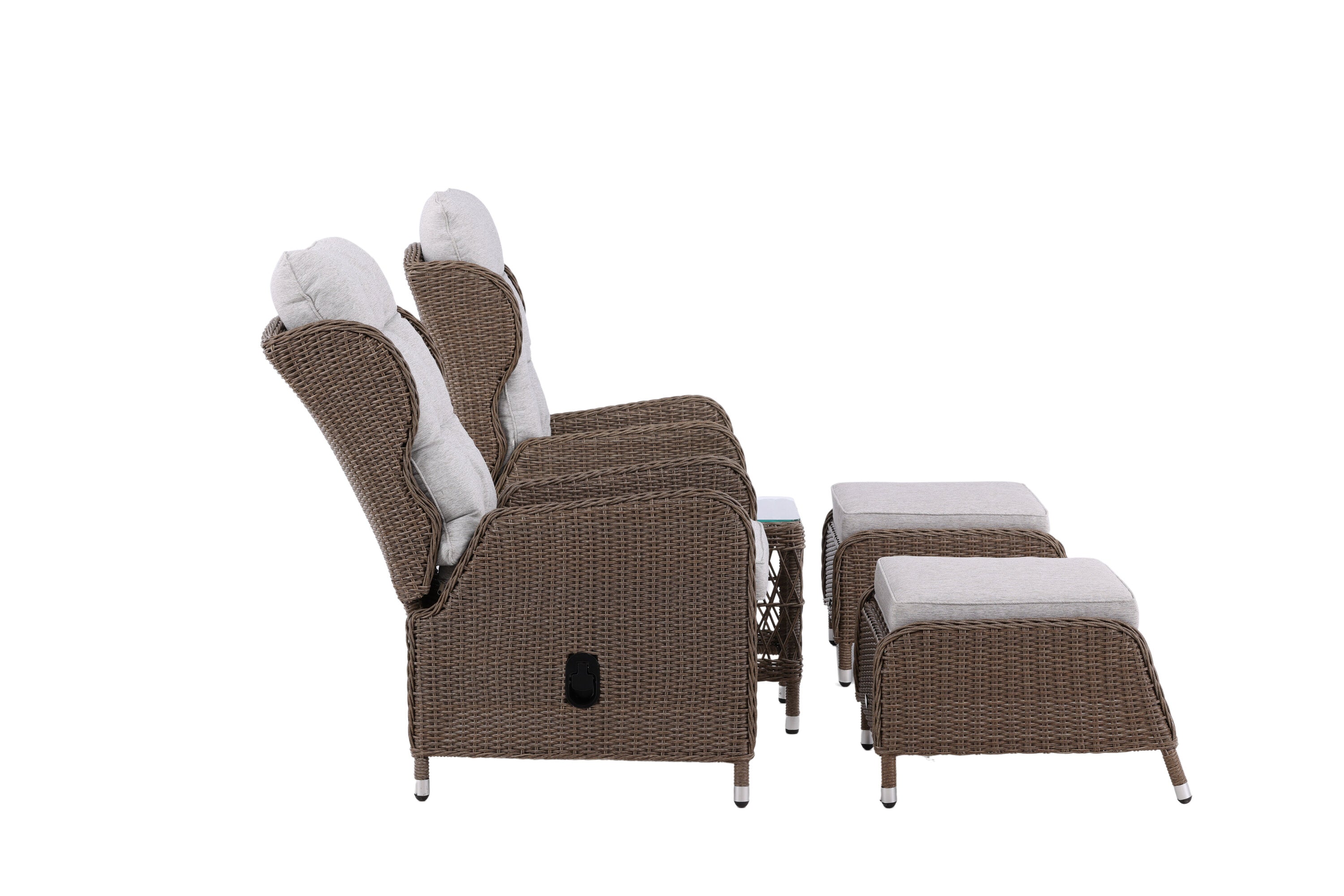 Garten Loungeset Lenox - in Natur mit verstellbarer Rückenlehne
