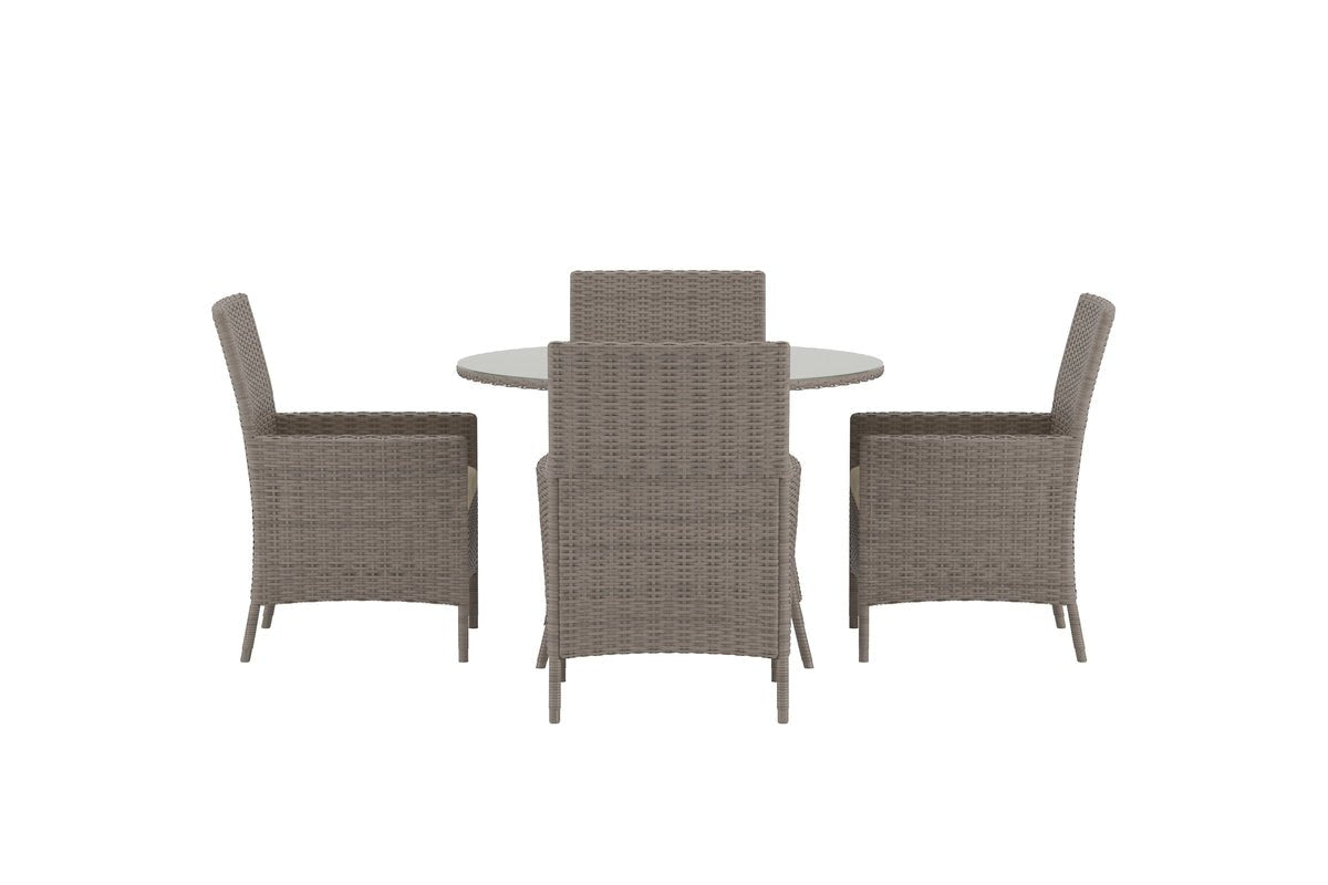 Garten Essgruppe Norimo – 5-teiliges Set aus synthetischem Rattan