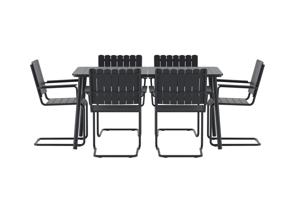 Garten Essgruppe Moraya – 7-teiliges Set aus Stahl/Polywood in 2 Farben