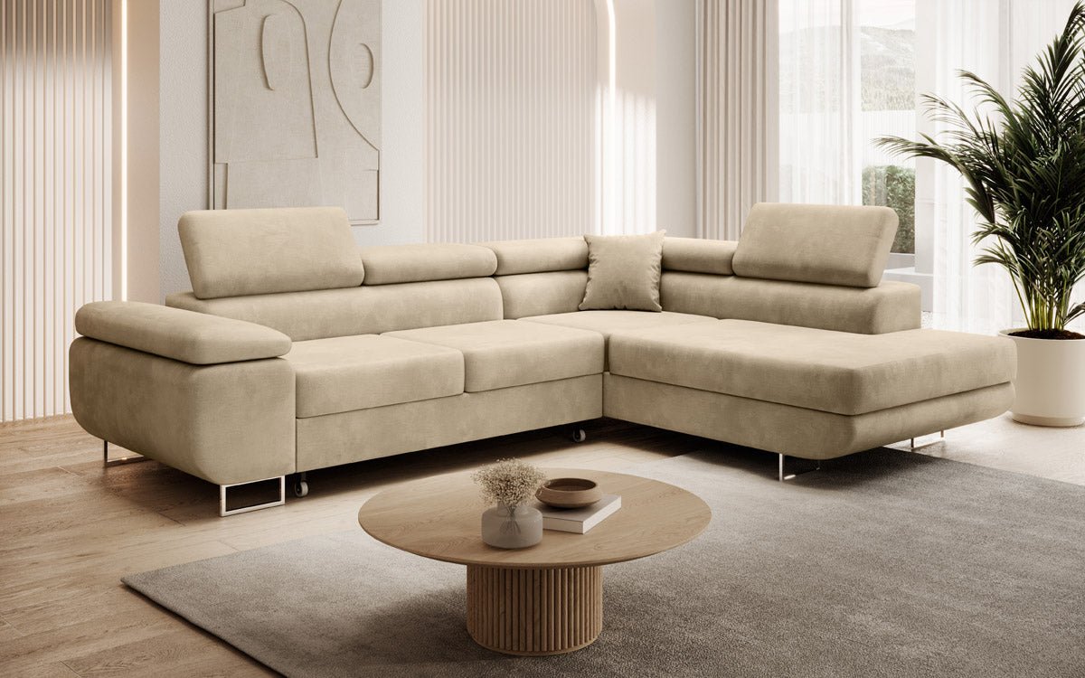 Designer Sofa Aston mit Schlaf- und Klappfunktion aus Samt