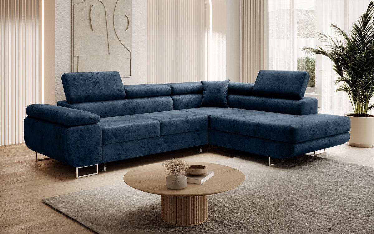 Designer Sofa Aston mit Schlaf- und Klappfunktion aus Samt