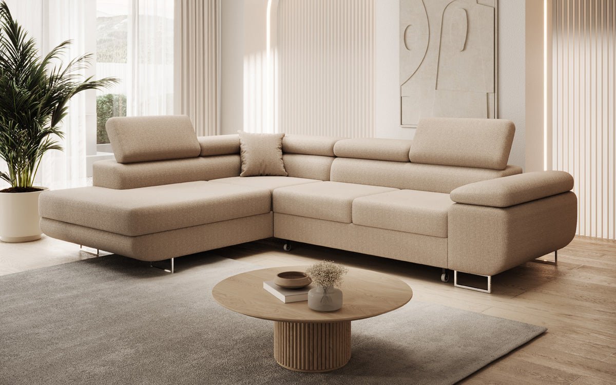 Designer Sofa Aston mit Schlaf- und Klappfunktion aus Bouclé