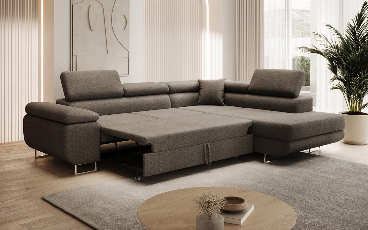 Designer Sofa Aston mit Schlaf- und Klappfunktion aus Bouclé