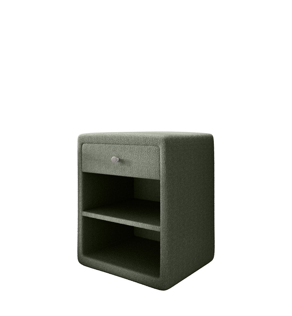 Designer Nachttisch Amy in Bouclé