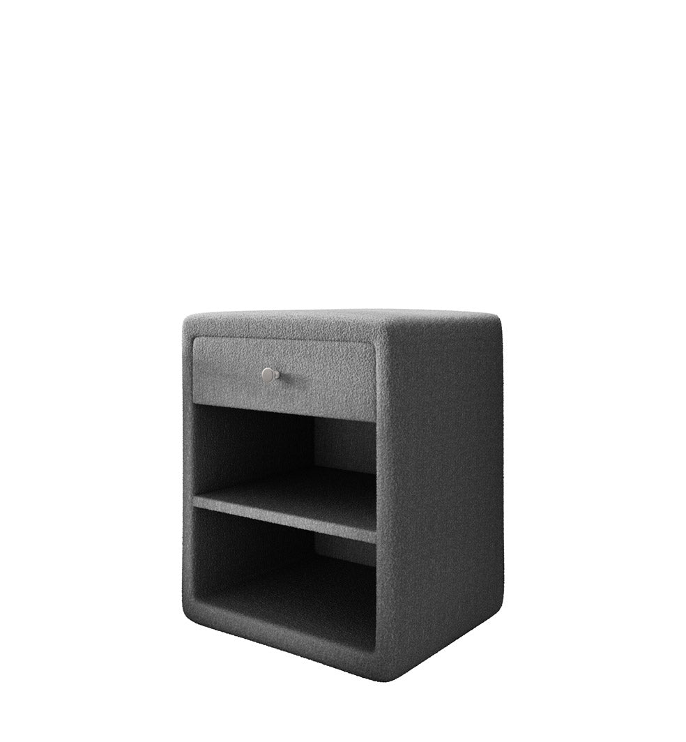 Designer Nachttisch Amy in Bouclé