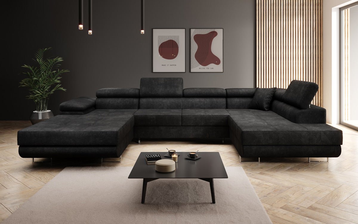 Designer Sofa Lago mit Schlaf - und Klappfunktion in Bouclé