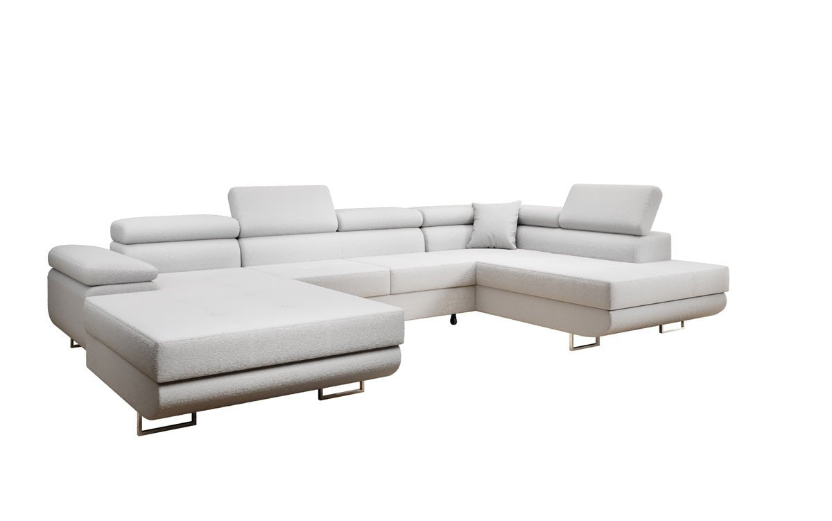Canapé designer Lago avec fonction couchage et rabattable en bouclé