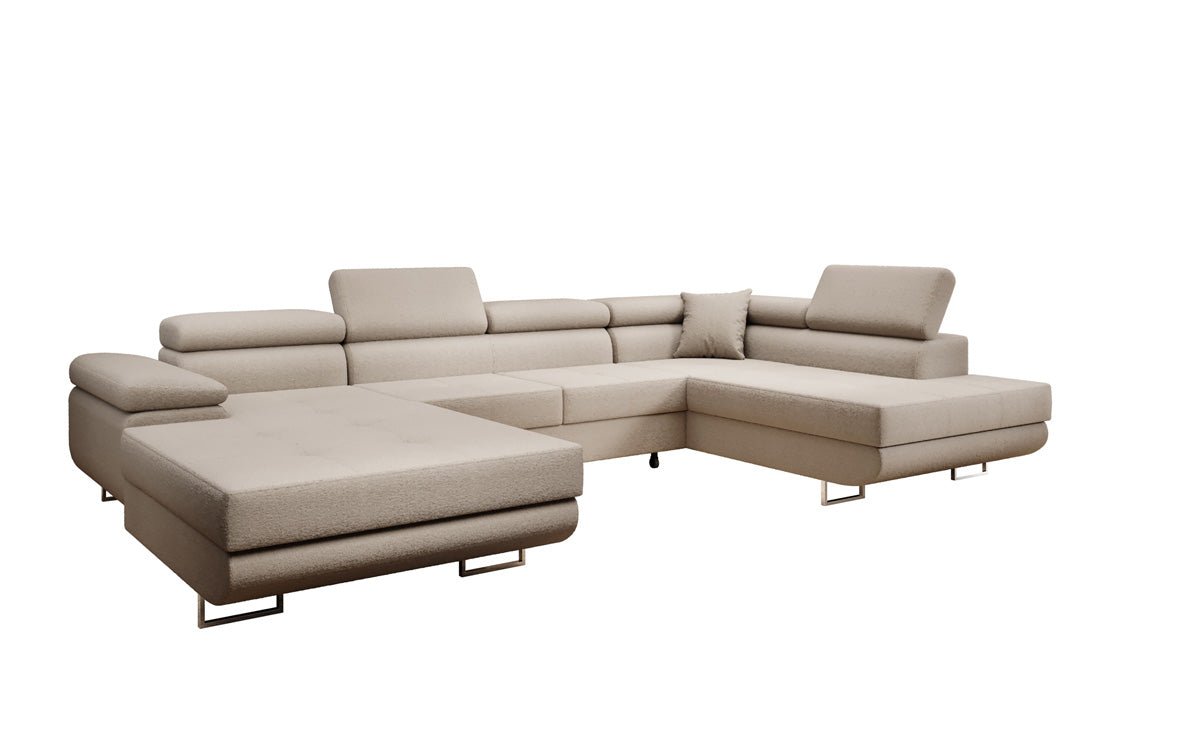 Canapé designer Lago avec fonction couchage et rabattable en bouclé