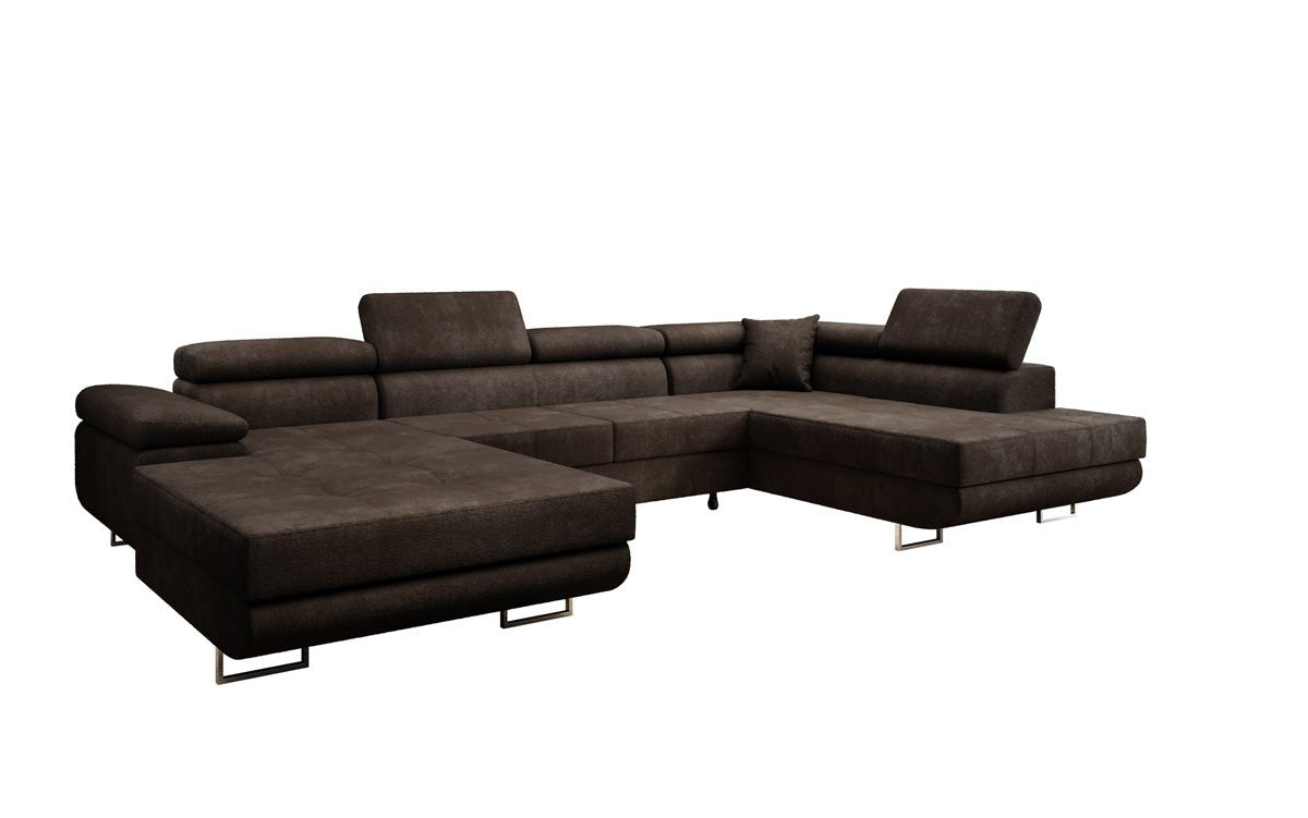 Canapé designer Lago avec fonction couchage et rabattable en bouclé