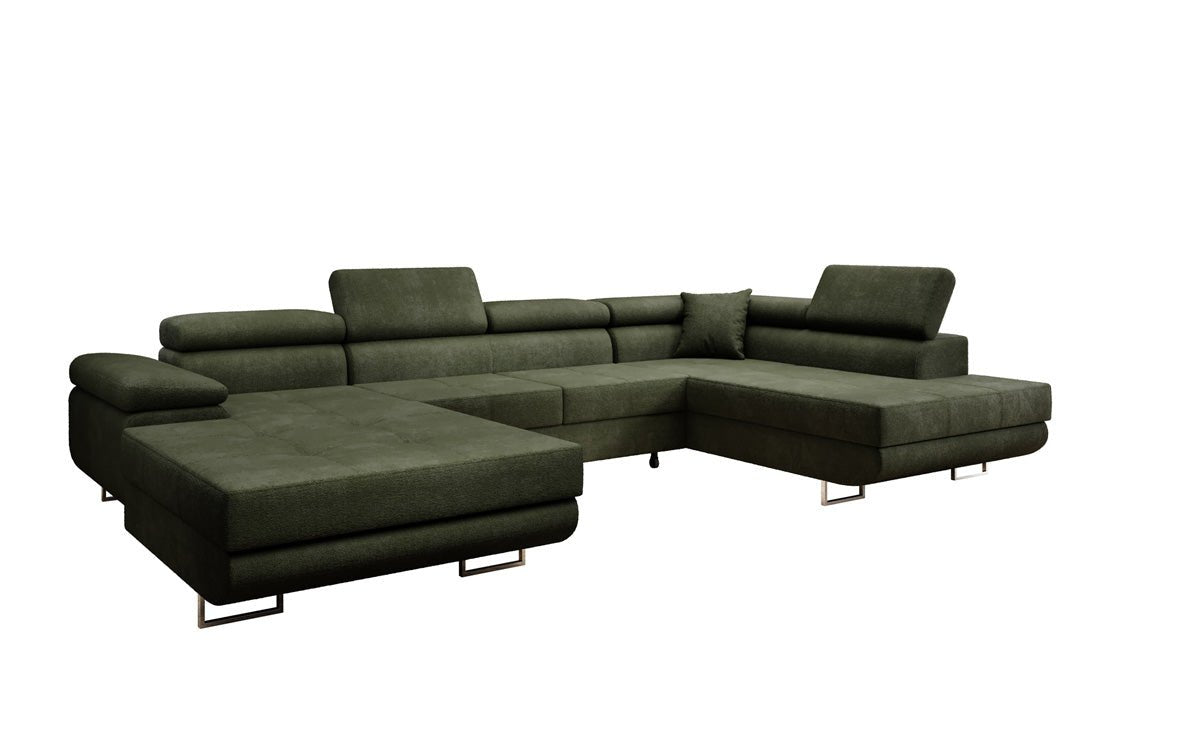 Canapé designer Lago avec fonction couchage et rabattable en bouclé