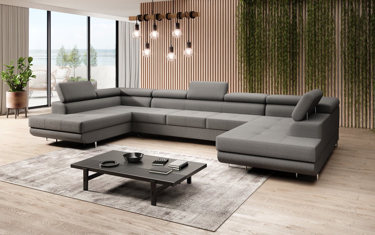 Designer Sofa Taormina mit Schlaf- und Klappfunktion in Bouclé