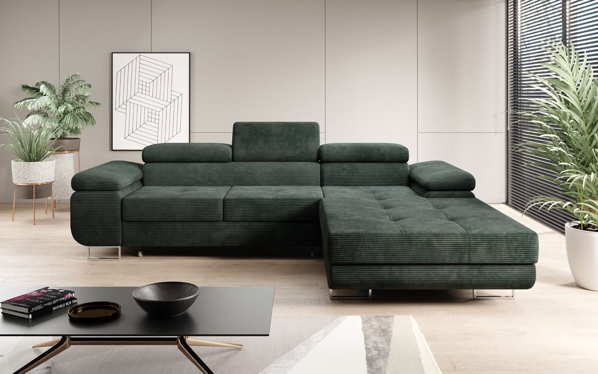 Designer Sofa Calvera mit Schlaf- und Klappfunktion in Cord