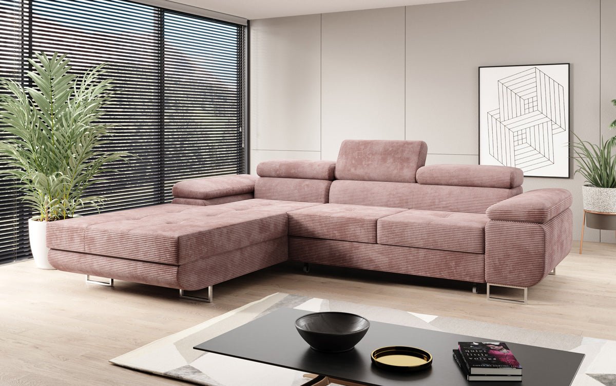 Designer Sofa Calvera mit Schlaf- und Klappfunktion in Cord
