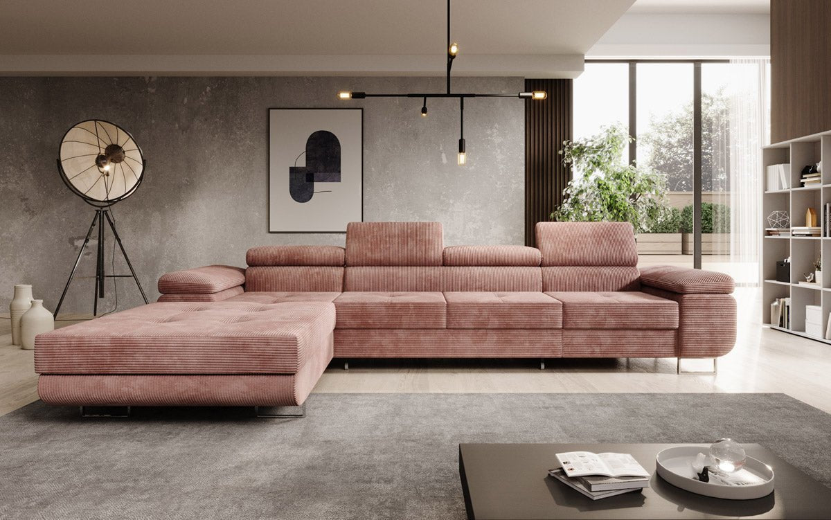 Designer Sofa Calvera Maxi mit Schlaf- und Klappfunktion in Cord