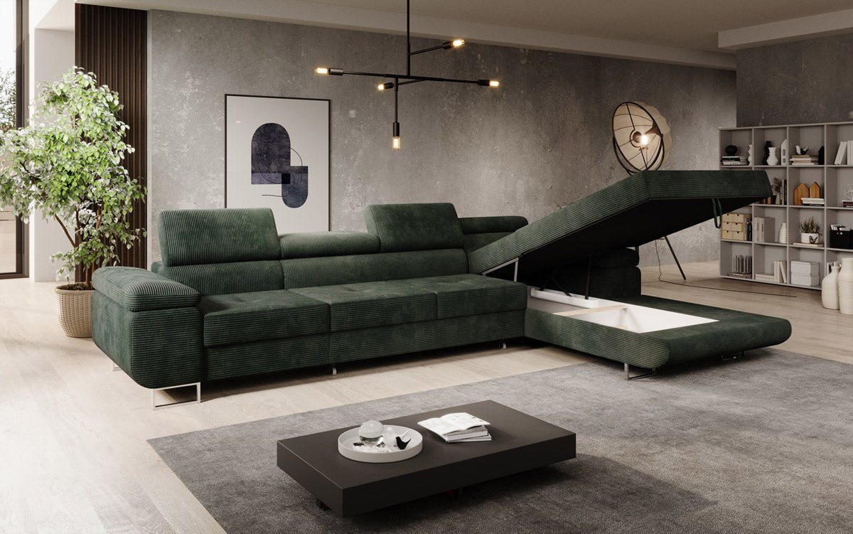 Designer Sofa Calvera Maxi mit Schlaf- und Klappfunktion in Cord