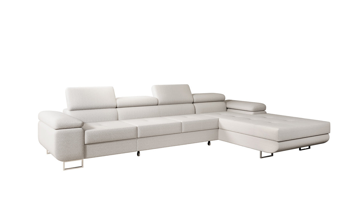 Canapé designer Calvera Maxi avec fonction couchage et rabattable en bouclé