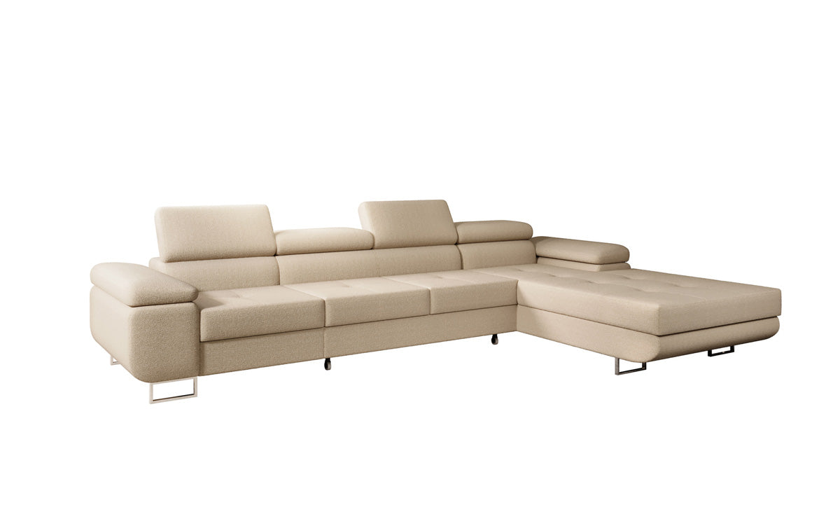 Canapé designer Calvera Maxi avec fonction couchage et rabattable en bouclé