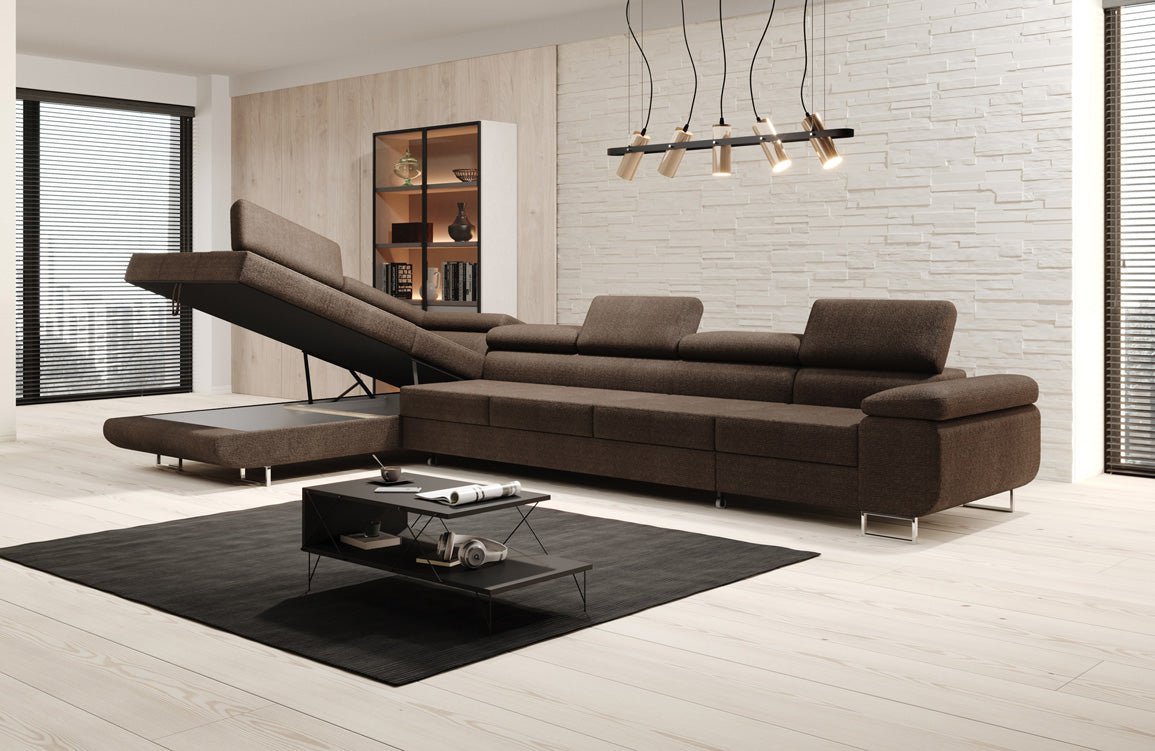 Designer Sofa Maxi mit Schlaf - und Klappfunktion in Bouclé