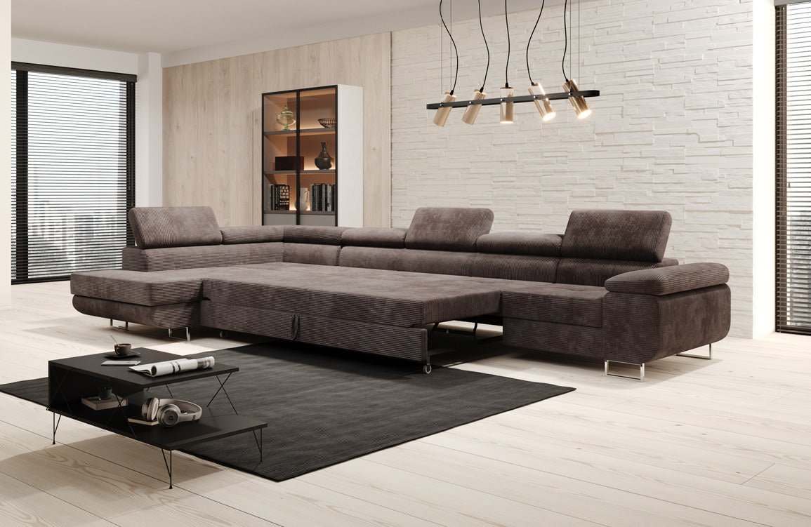 Designer Sofa Maxi mit Schlaf - und Klappfunktion in Cord