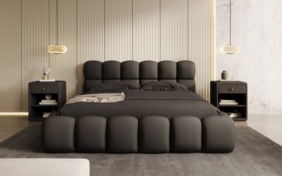 Designer Polsterbett Boston Stoff mit Stauraum inkl. Aufbau